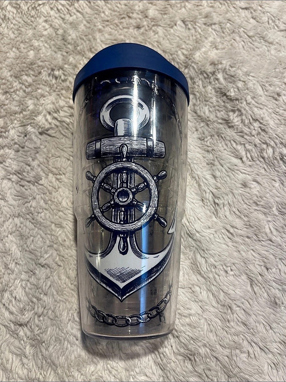 Tervis Nautical Anchor Insulated Tumbler with Blue Lid Blue & Clear 24 ounce